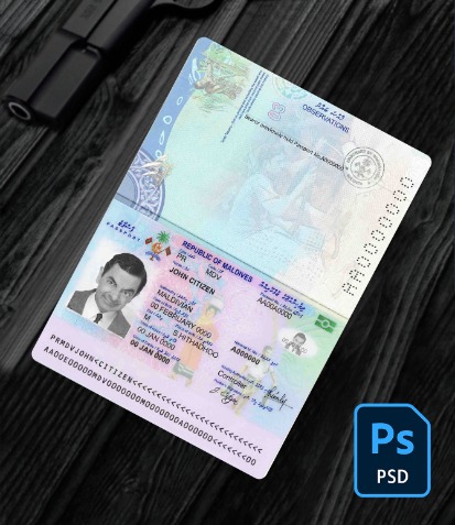 Maldives passport PSD
